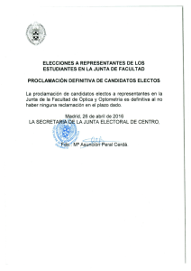 La proclamación de candidatos electos a representantes en la Junta