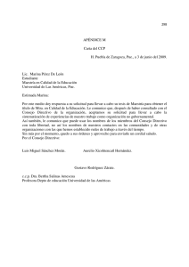 APÉNDICE M Carta del CCP H. Puebla de Zaragoza, Pue., a 3 de