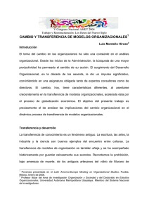 CAMBIO Y TRANSFERENCIA DE MODELOS ORGANIZACIONALES