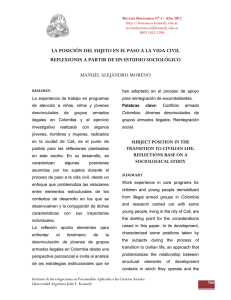 la posición del sujeto en el paso a la vida civil