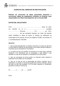 EJERCICIO DEL DERECHO DE RECTIFICACIÓN Petición de