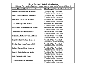 List of Declared Write-In Candidates (Lista de Candidatos