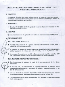 directiva en vio de correspondencia a nivel local, nacional e