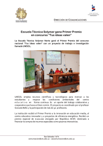 Escuela Técnica Solymar gana Primer Premio en concurso