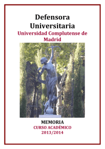 Memoria Defensora Universitaria. Curso 2013-2014