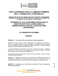 TEXTO APROBADO POR LA COMISION PRIMERA DEL H