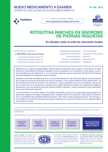 rotigotina parches en síndrome de piernas inquietas
