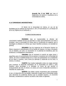 Reglamento de Autores e Inventores de la Universidad de Colima.