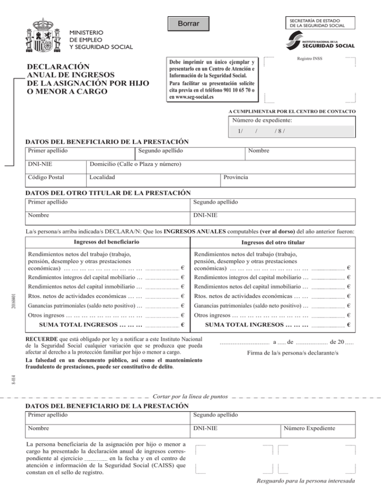 Declaración Anual De Ingresos De La Asignación