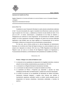 Decreto de delegaci&oacute;n de funciones de la Alcald&iacute;a en la Junta de