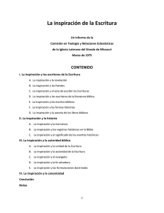La inspiraci&oacute;n de la Escritura - The Lutheran Church&mdash;Missouri Synod