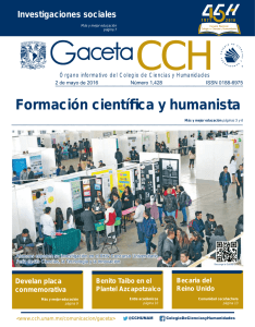 Gaceta CCH 1428 - Colegio de Ciencias y Humanidades