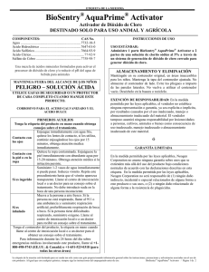 BioSentry AquaPrime Activator Specimen Label