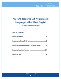 NCTSN Resource List Available in Languages other than English