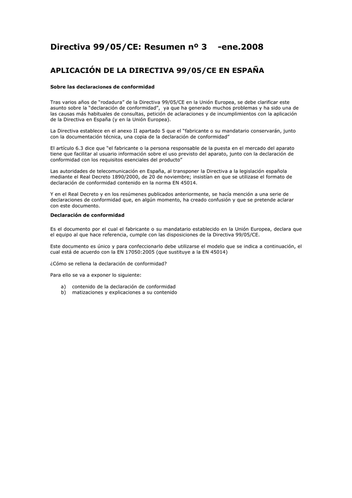 Modelo De Declaracion De Conformidad Modelo De Declaracion De Conformidad