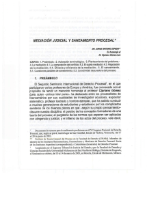 MEDIACIÓN JUDICIAL Y SANEAMIENTO PROCESAL*