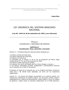 Ley orgánica del Sistema Bancario Nacional: Ley No. 1644