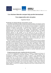 Las relaciones laborales europeas bajo presión internacional Una