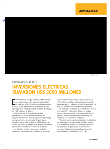 INVERSIONES ELéCTRICAS SUMARON US$ 2650 MILLONES