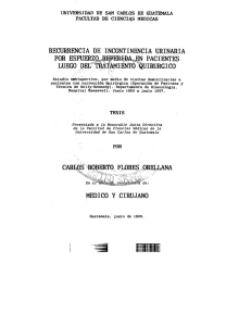 recurrencia de incontinencia urinaria por pacientes luego ,qe:l?