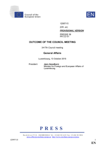 Outcome of the Council meeting - Dipartimento Politiche Europee