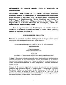 Reglamento de Imagen Urbana para el Municipio de Guadalajara