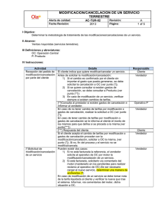 Modificación / cancelación de un servicio