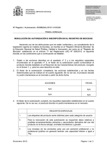 Nº Registro / Autorización: ES/BB(NA)-2015-14