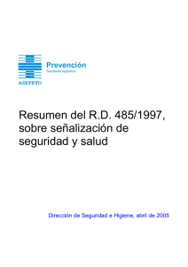 Resumen del R.D. 485/1997, sobre señalización de seguridad y salud