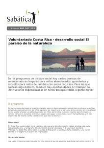 Voluntariado Costa Rica - desarrollo social El paraiso de la naturaleza