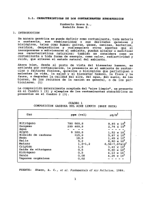 Características de los contaminantes atmosféricos, 1991