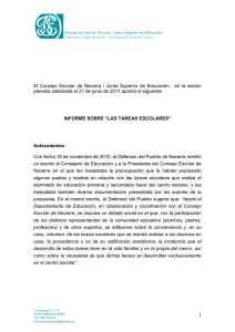 Informe del Consejo Escolar de Navarra sobre las tareas escolares.