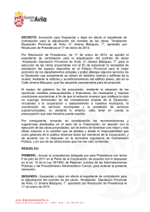 Decreto de avocación - Diputación de Ávila