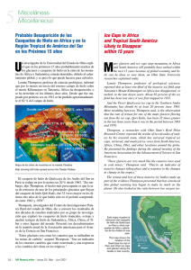 Probable Desaparición de los Casquetes de Hielo en Africa y