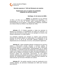 Decreto supremo n° 303 del Ministerio de Justicia Reglamento para