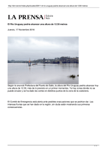 El Río Uruguay podría alcanzar una altura de 12.30 metros