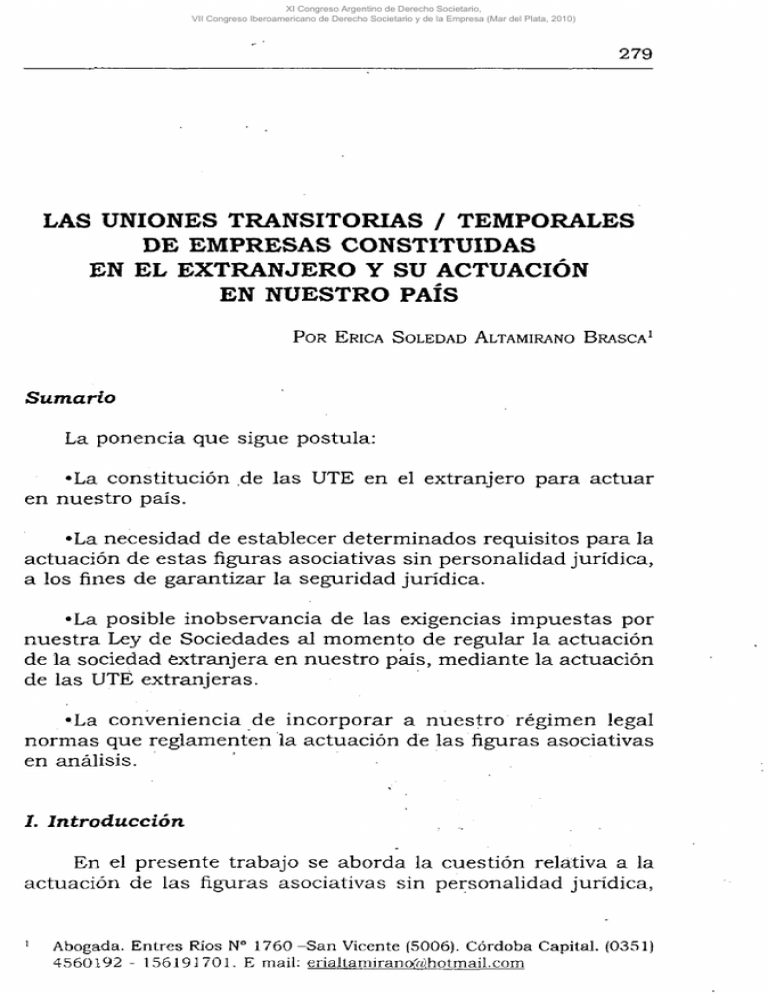 las uniones transitorias / temporales de empresas las uniones transitorias / temporales de empresas