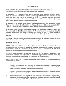 Decreto-Ley 2 Zona Económica Exclusiva de la República de Cuba.