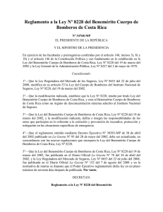 Reglamento a la Ley del Benem&eacute;rito Cuerpo de Bomberos de Costa