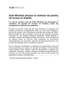Kubi Wireless alcanza el centenar de puntos de acceso en España