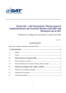 Anexo No. 1 del documento técnico para la implementación