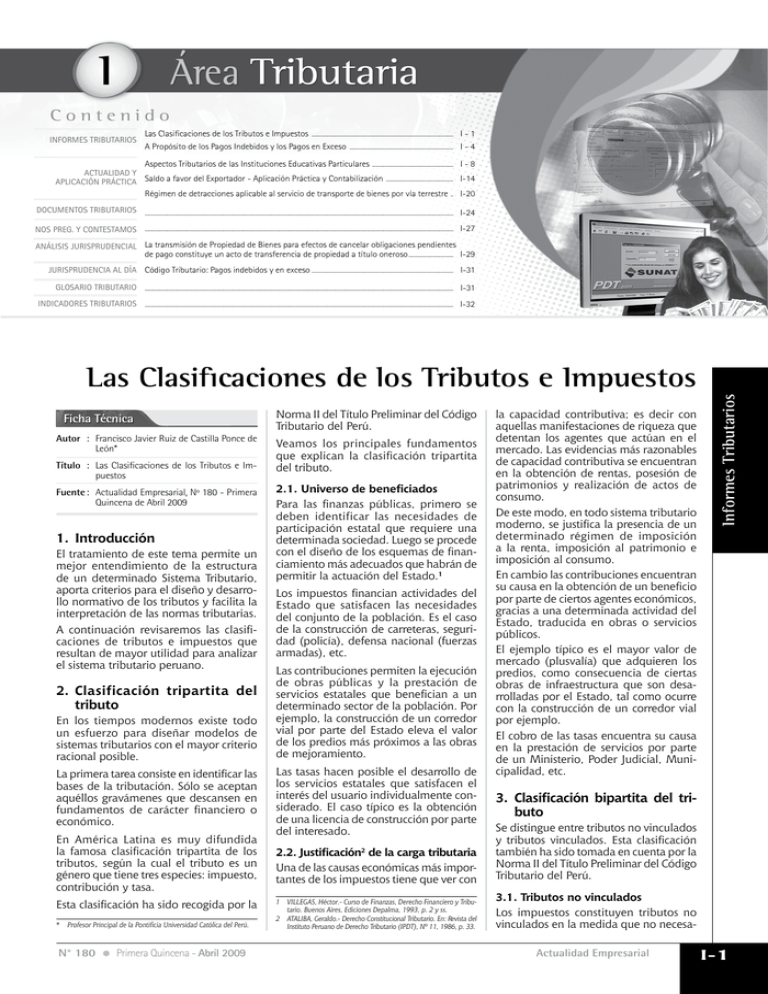 Las Clasificaciones De Los Tributos E Impuestos