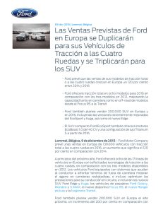 Las Ventas Previstas de Ford en Europa se Duplicarán para sus