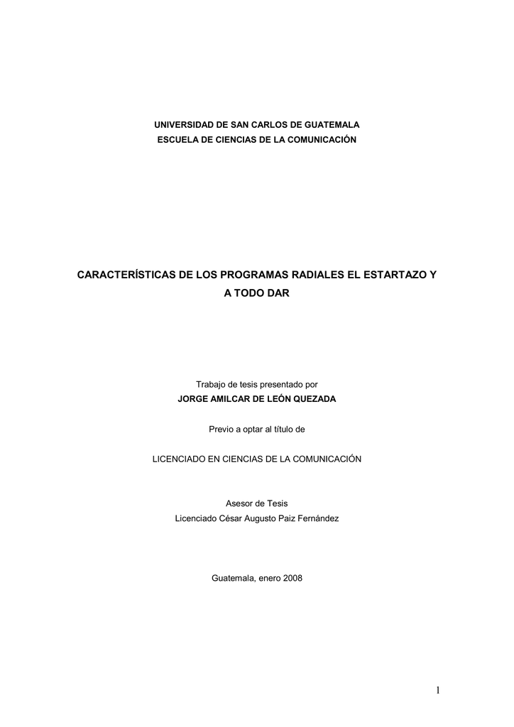 1 Características De Los Programas Radiales El