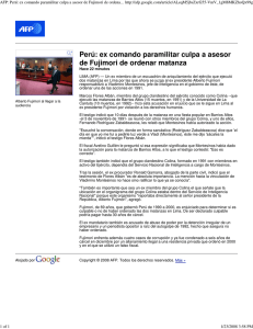 (AFP: Per\372: ex comando paramilitar culpa a asesor de Fujimori ...)