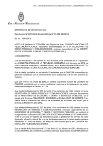 Ente Nacional de Comunicaciones Resolución Nº 2555/2016