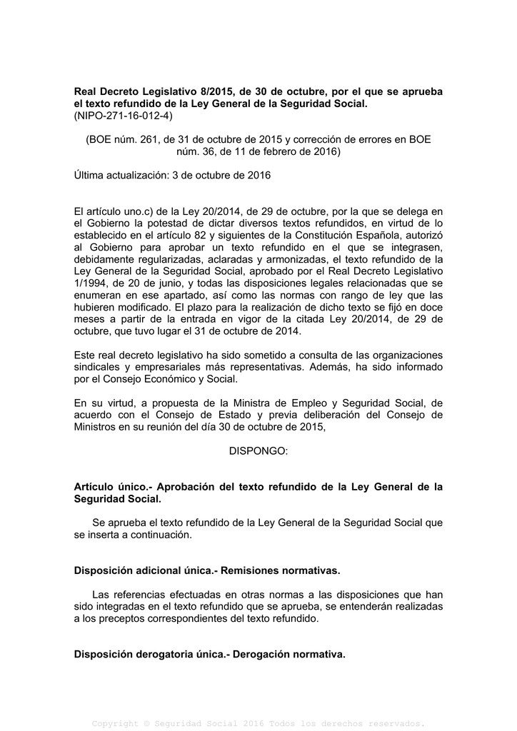 Real Decreto Legislativo 82015 De 30 De 2030