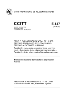 RECOMENDACIÓN UIT-T E.147 - Tráfico internacional de