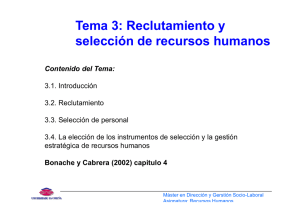 Tema 3: Reclutamiento y selección de recursos humanos