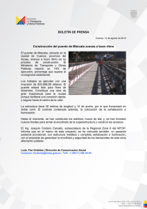 BOLETÍN DE PRENSA Construcción del puente de Misicata avanza